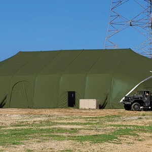 75'W x 132'L Large Area Maintenance Shelter (LAMS), Tri-Lid Ends, Green